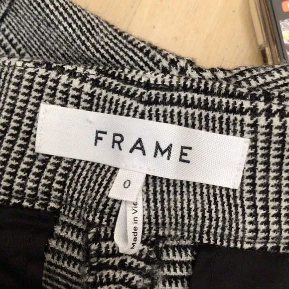 Frame pants women 0 Virgin wool black white check soft classic - Picture 8 of 9